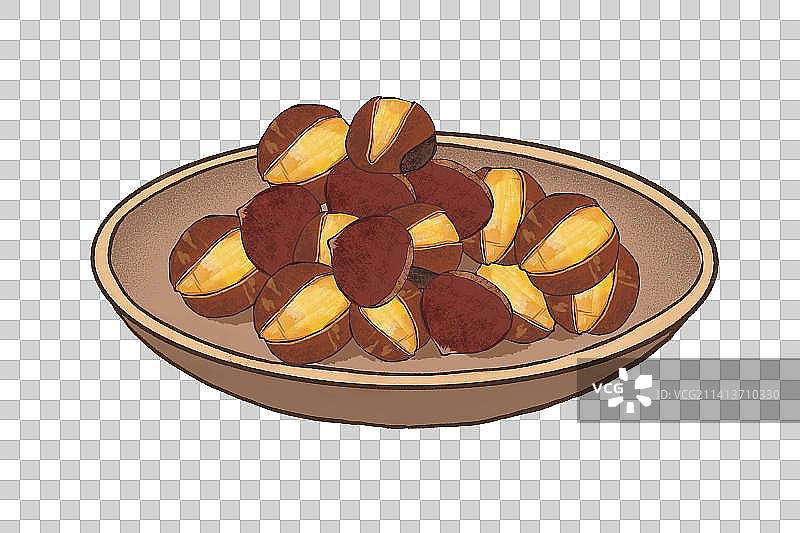 新年除夕春节美食系列板栗插画元素图片素材