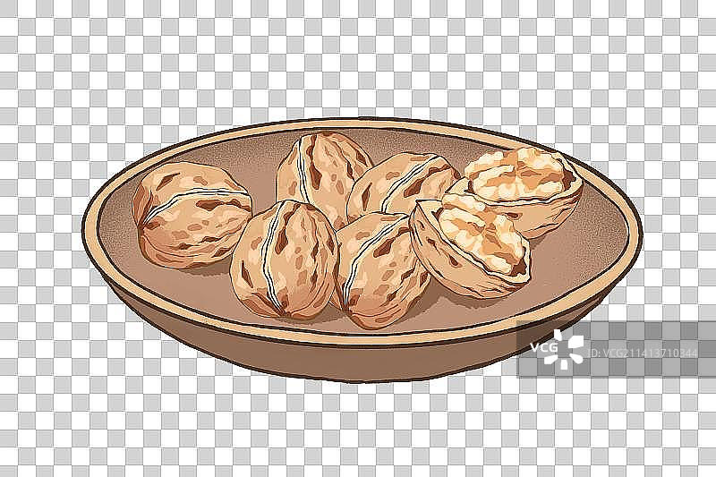 新年除夕春节美食系列核桃插画元素图片素材