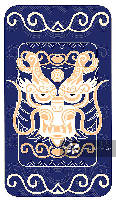 金色国潮龙十二生肖卡通形象，中国风装饰纹样，手机壳礼品海报矢量插画图片素材