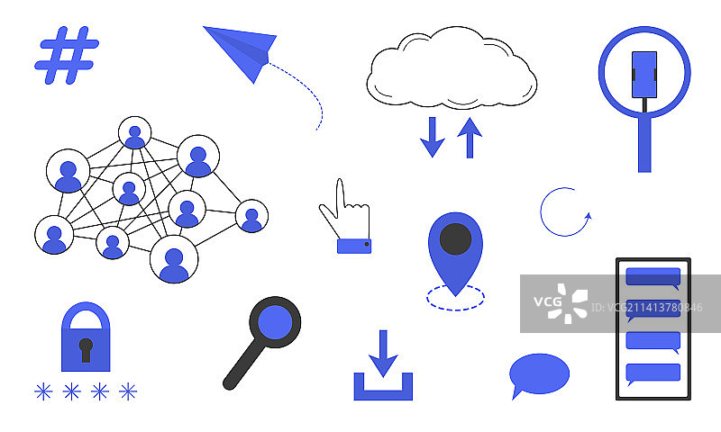 扁平风格的社交媒体元素图片素材
