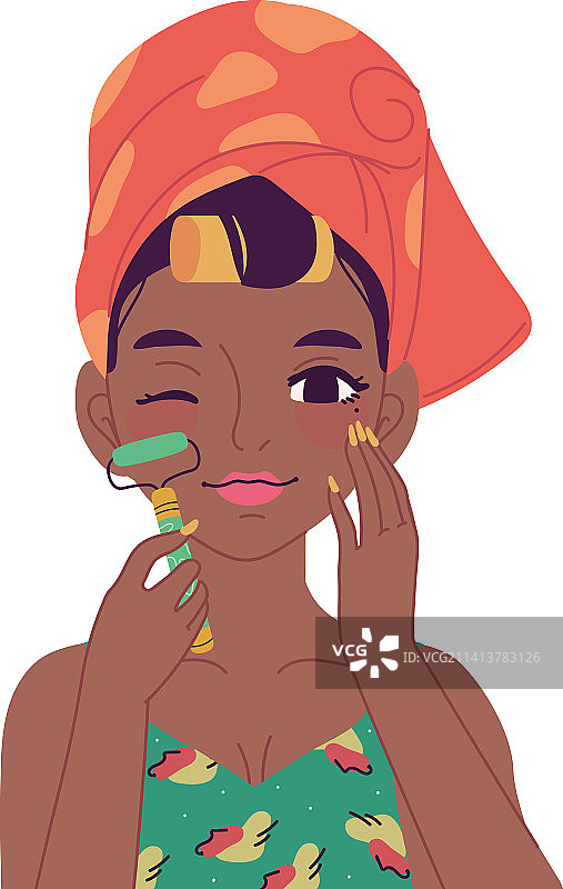 女孩面部按摩图片素材