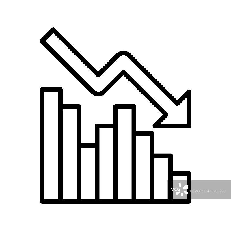图表显示下降趋势箭头向下图片素材