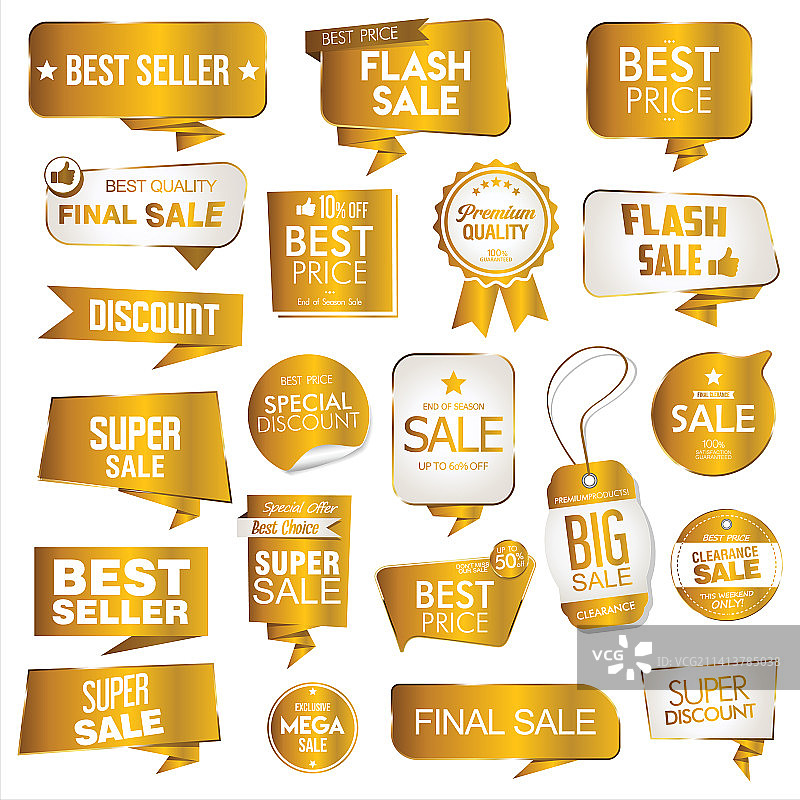 金色高级徽章贴纸合集图片素材