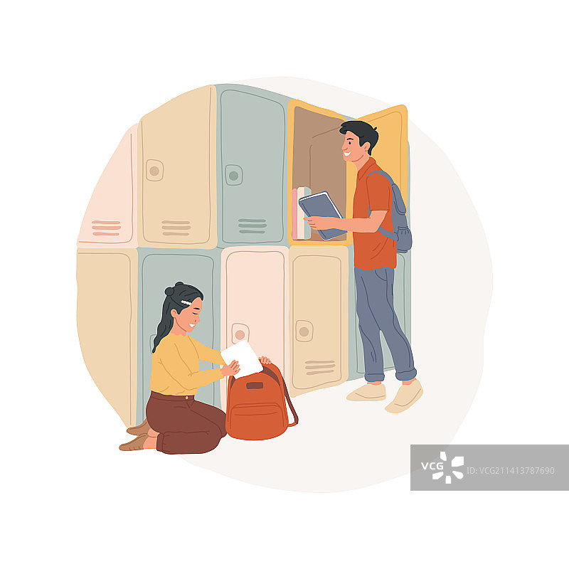 学生储物柜隔离卡通图片素材