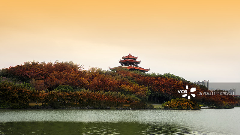 泉州西湖公园 秋日黄昏图片素材