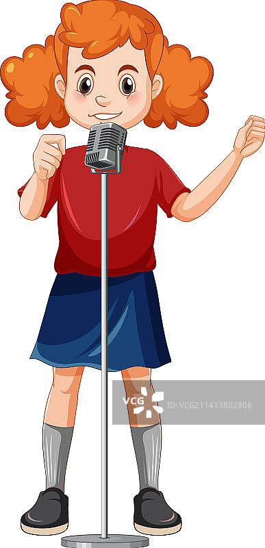 用麦克风唱歌的女孩图片素材