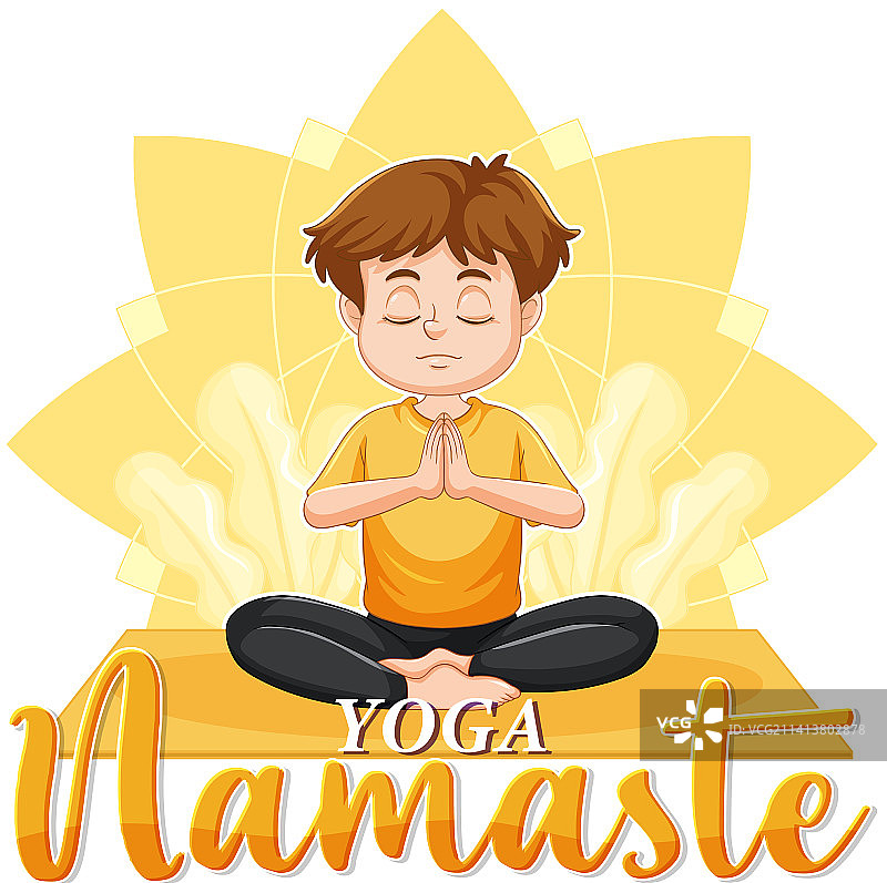 做瑜伽的男人与文字图片素材