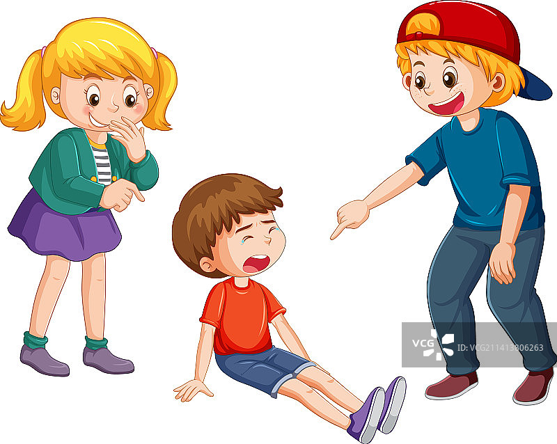 小男孩被朋友欺负图片素材