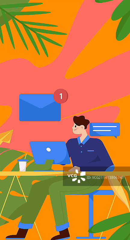 商务工作的人物扁平矢量概念运营插画图片素材