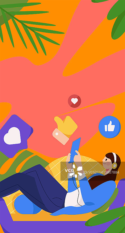 虚拟的社交概念商业扁平矢量插画图片素材