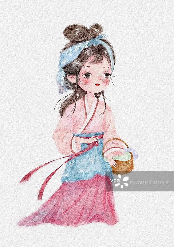 Q版古代四大美女 西施浣纱图片素材