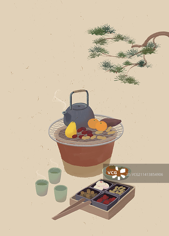 传统中式煮茶图片素材