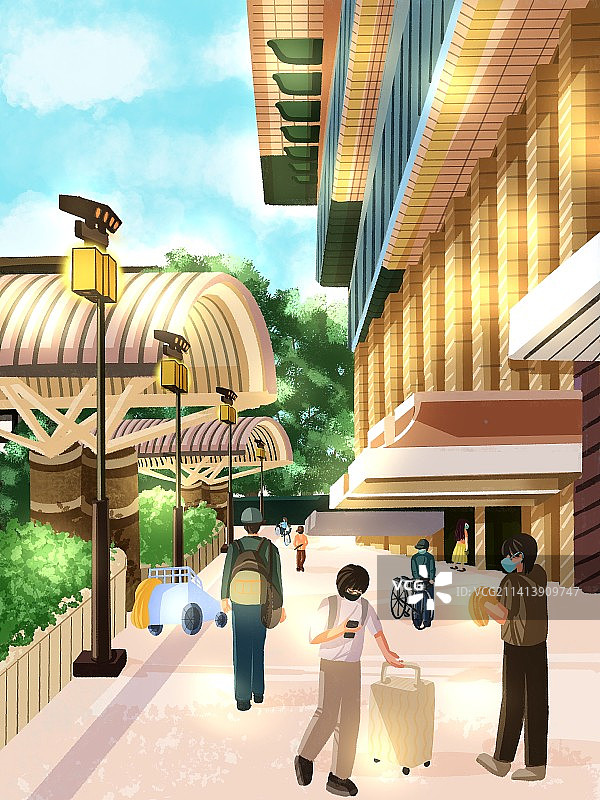 人来人往的车站图片素材