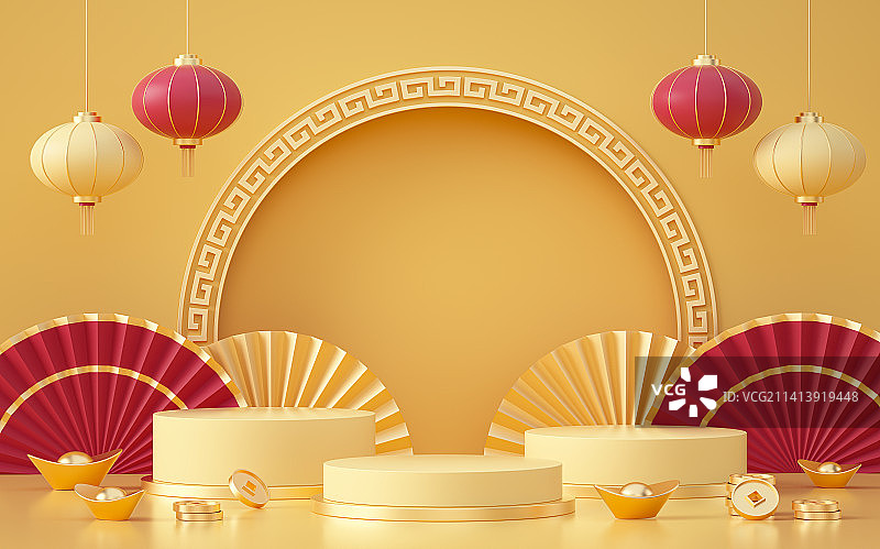 3d产品展台春节场景新年背景图片素材