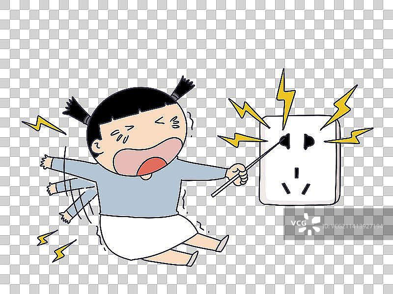 元素：开关触电的女孩图片素材