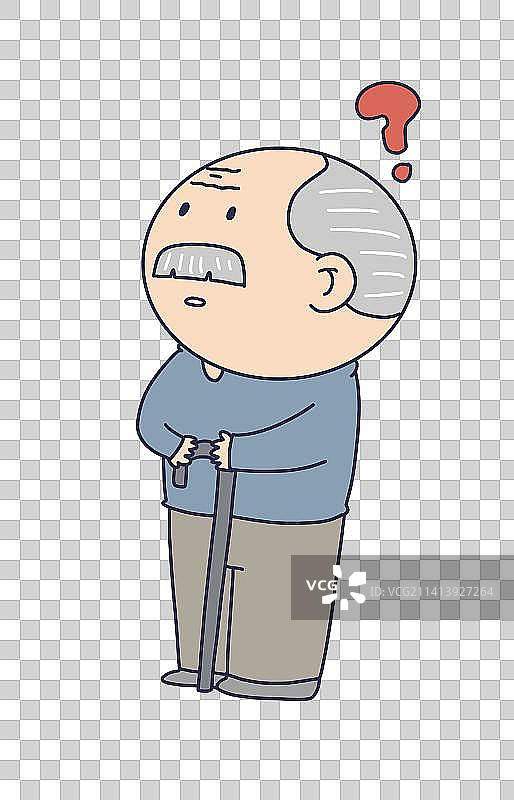 元素：疑惑问号的老人图片素材