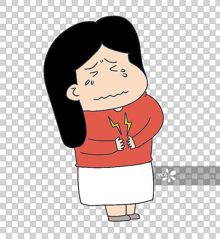 元素：痛经的女性图片素材