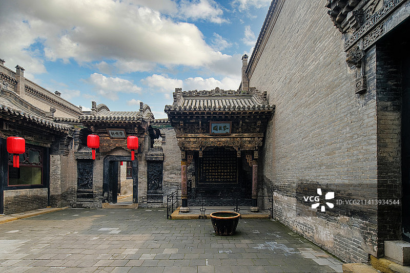 中国山西晋中乔家大院在中堂第四院照壁知足阁图片素材
