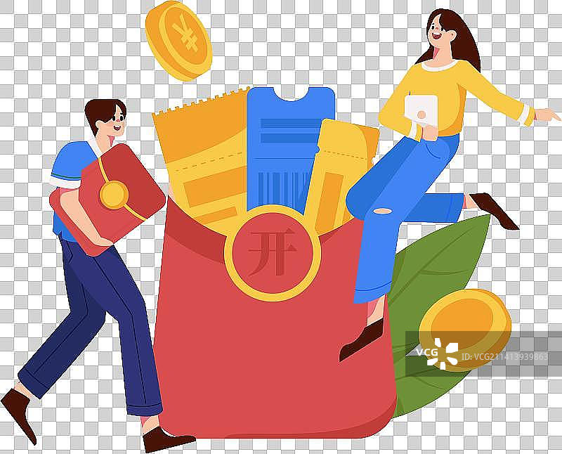 使用红包拉新促活扁平矢量概念运营插画图片素材