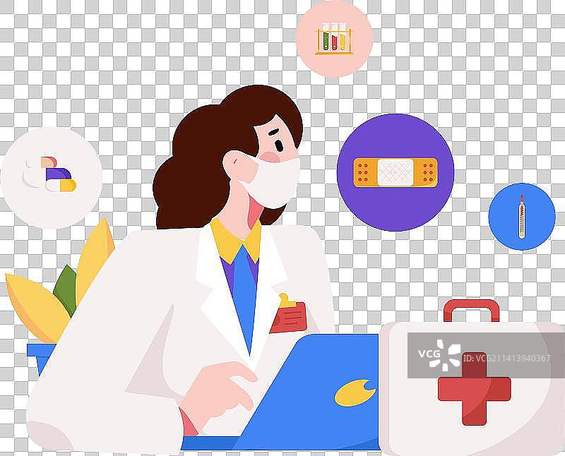 医生防疫抗疫扁平矢量概念运营插画图片素材