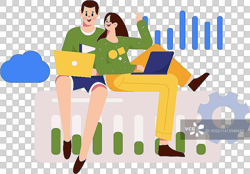 商务工作的人物扁平矢量概念运营插画图片素材