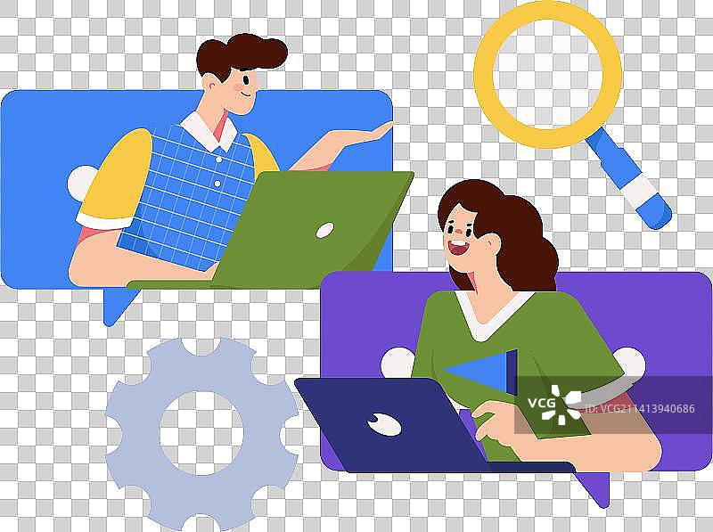 商务工作的人物扁平矢量概念运营插画图片素材