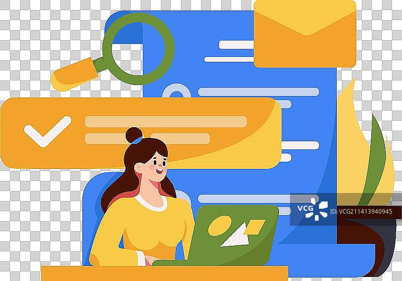 商务工作的人物扁平矢量概念运营插画图片素材