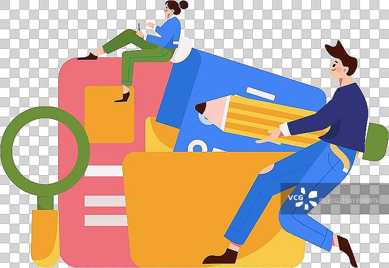 商务工作的人物扁平矢量概念运营插画图片素材