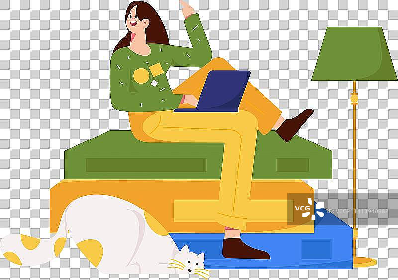 客厅居家休息人物场景扁平矢量概念运营插画图片素材