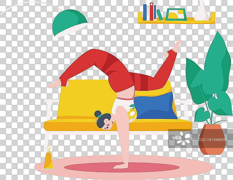 客厅居家休息人物场景扁平矢量概念运营插画图片素材