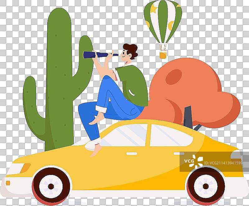 白领打车出行扁平矢量概念运营插画图片素材