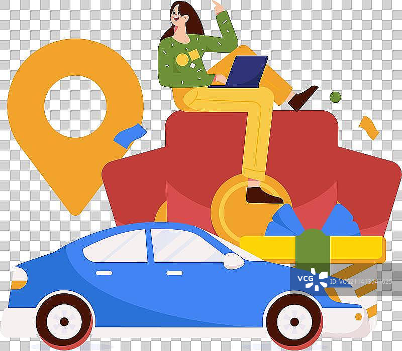 白领打车出行扁平矢量概念运营插画图片素材