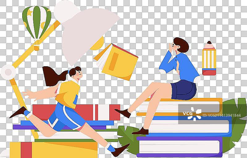 通过网课远程进行在线教育扁平矢量概念运营插画图片素材