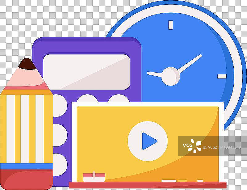 通过网课远程进行在线教育扁平矢量概念运营插画图片素材