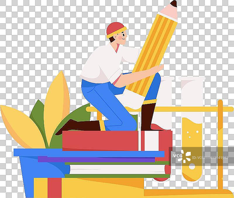 通过网课远程进行在线教育扁平矢量概念运营插画图片素材