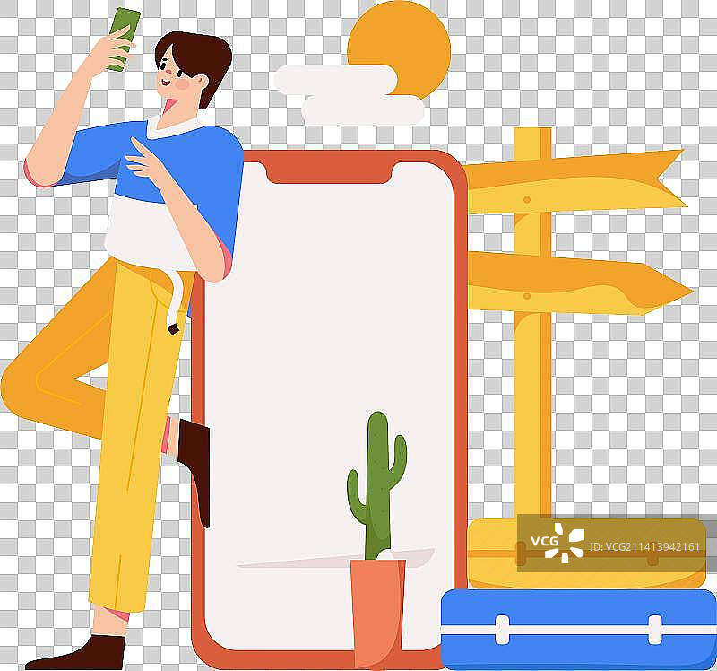 节假日旅游出行人物互联网背景矢量插画图片素材