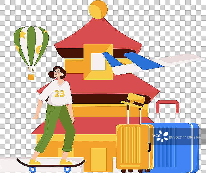 节假日旅游出行人物互联网背景矢量插画图片素材