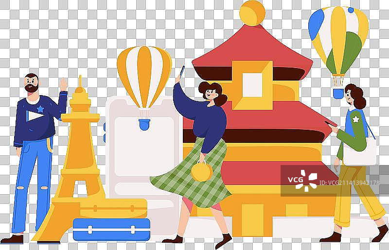 节假日旅游出行人物互联网背景矢量插画图片素材