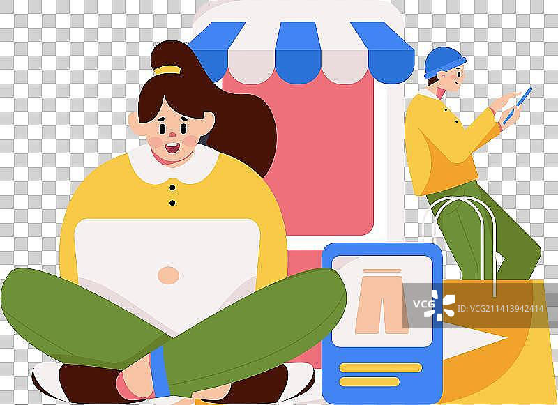 网购电商扁平矢量概念运营插画图片素材