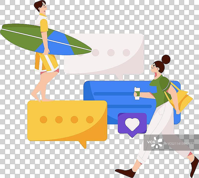 虚拟的社交概念商业扁平矢量插画图片素材