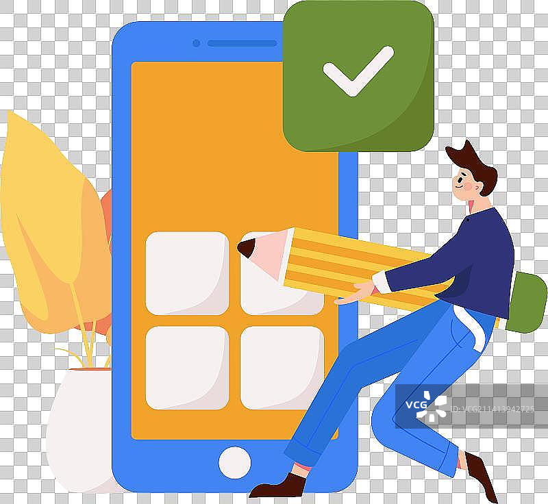 签到人物扁平矢量概念运营插画图片素材