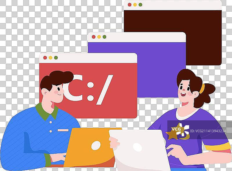 编程教学开发扁平矢量概念运营插画图片素材