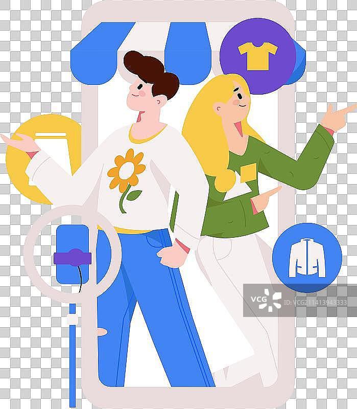 直播带货的网红电商人物矢量互联网插画图片素材