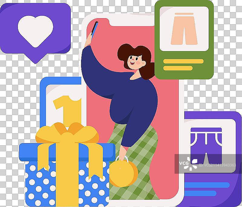 直播带货的网红电商人物矢量互联网插画图片素材