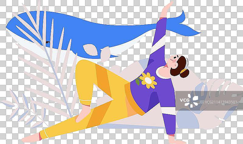 练习瑜伽身心健康扁平矢量概念运营插画图片素材