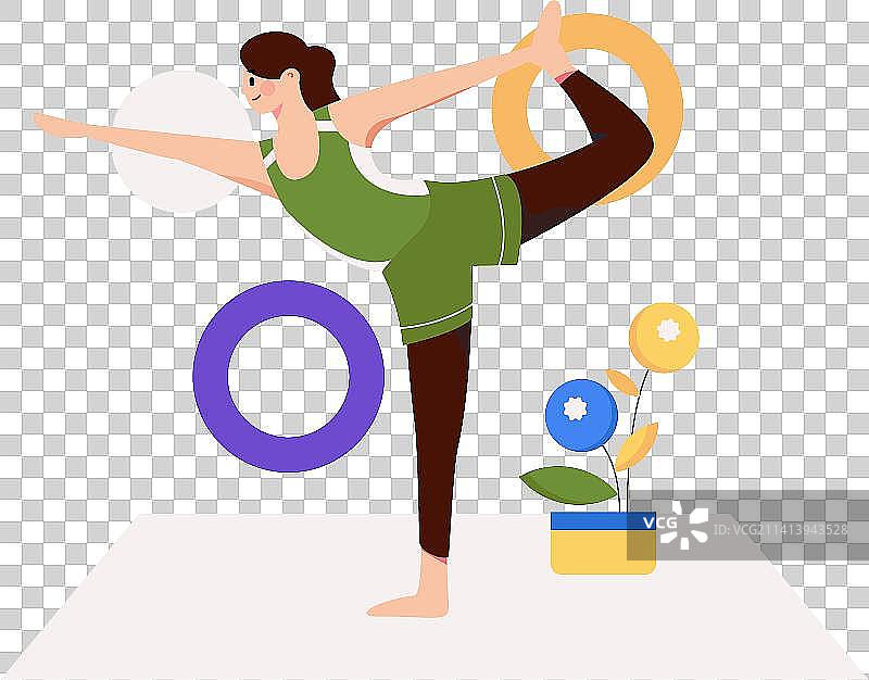 练习瑜伽身心健康扁平矢量概念运营插画图片素材