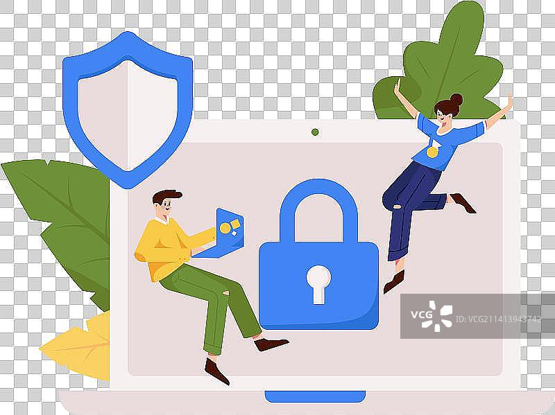 网络安全安全人物扁平矢量概念运营插画图片素材