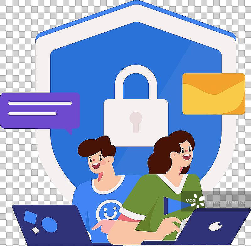 网络安全安全人物扁平矢量概念运营插画图片素材