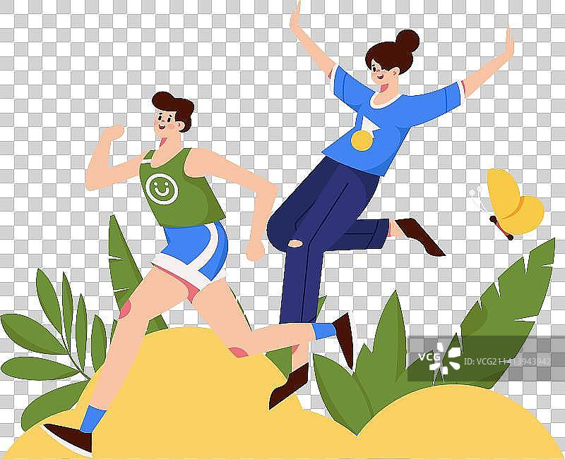 锻炼健康跑步矢量互联网运营插画图片素材