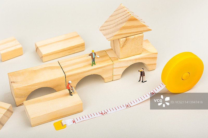 微缩创意景观工地施工测量商讨图片素材